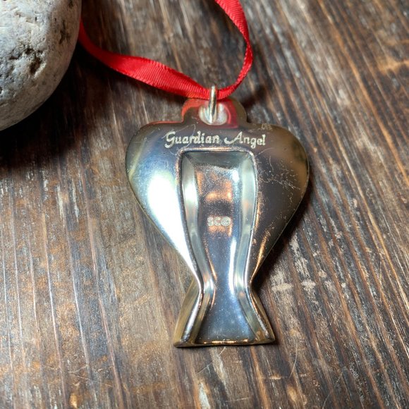 91. Guardian Angel Silver Tone Festive Holiday Ornament - Picture 2 of 3